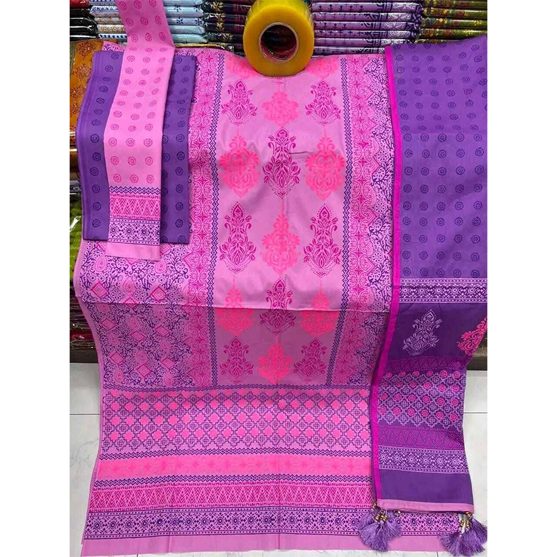 Picture of Exclusive Cotton Unstitched Block Print High Quality Three Piece dress For Women classy closet - Multicolor