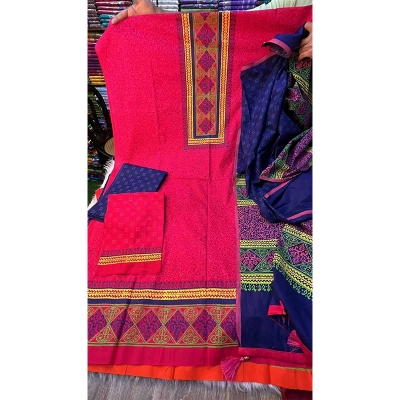 Picture of Exclusive Cotton Unstitched Block Print High Quality Three Piece dress For Women classy closet - Multicolor 