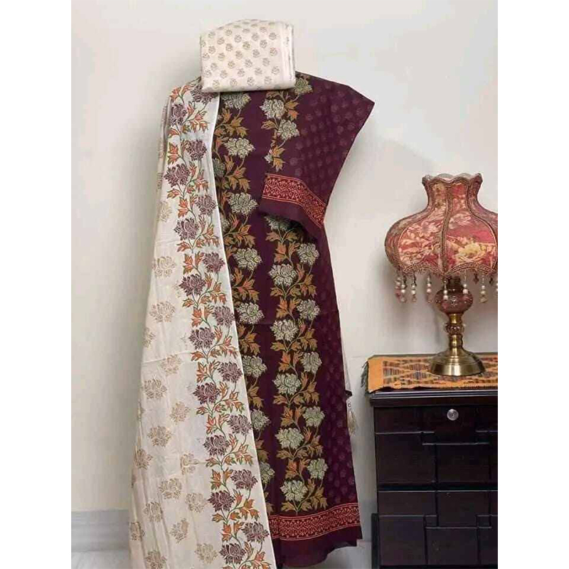 Picture of Exclusive Cotton Unstitched Block Print High Quality Three Piece dress For Women classy closet - Multicolor 