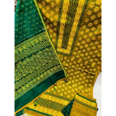 Picture of Exclusive Cotton Unstitched Block Print High Quality Three Piece dress For Women classy closet - Multicolor 