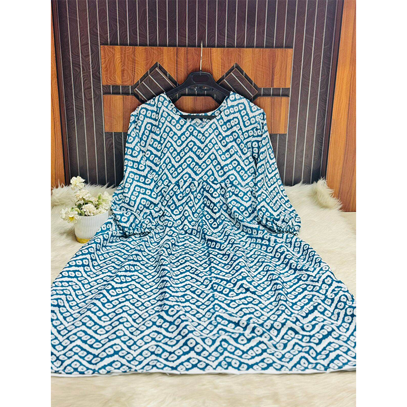 Picture of Muslim Cotton Readymade Dress Computer Embroidery Work Orna Georgette Computer Embroidery Work