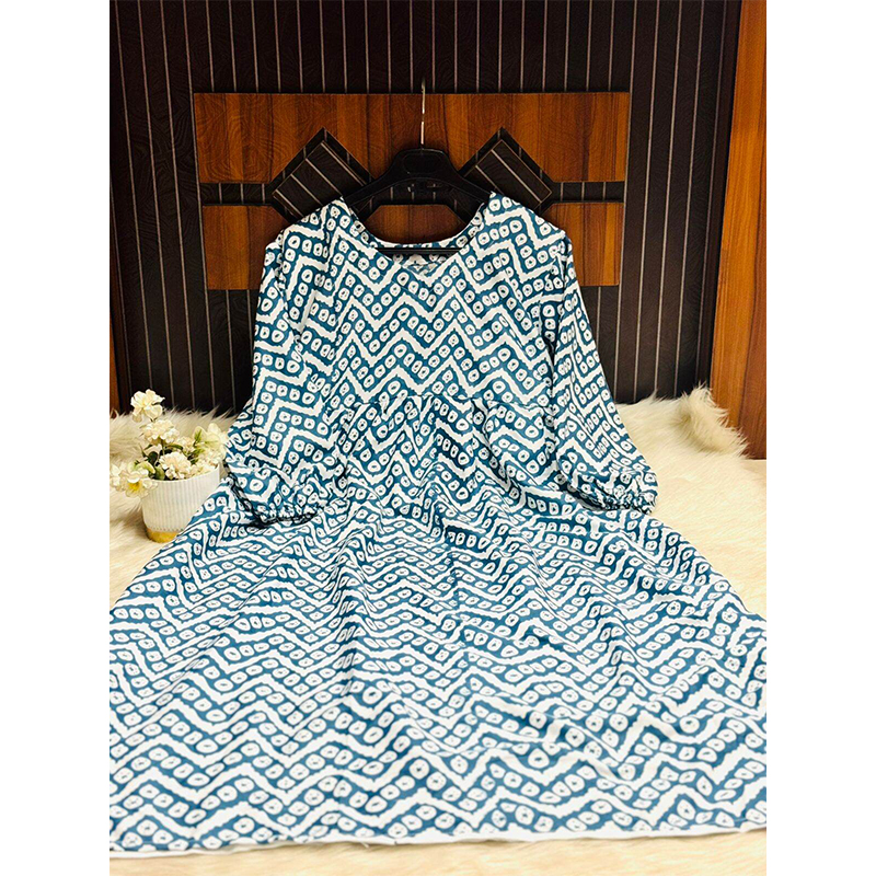 Picture of Muslim Cotton Readymade Dress Computer Embroidery Work Orna Georgette Computer Embroidery Work