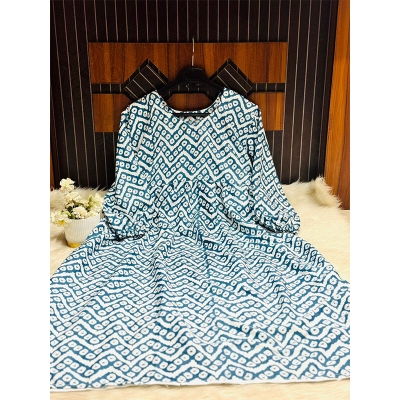 Picture of Muslim Cotton Readymade Dress Computer Embroidery Work Orna Georgette Computer Embroidery Work