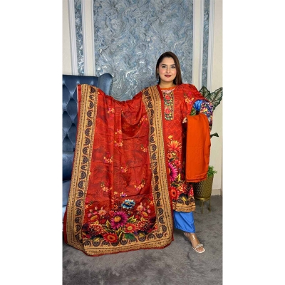 Picture of Pakistani inspired latest design digital print ready three piece collection