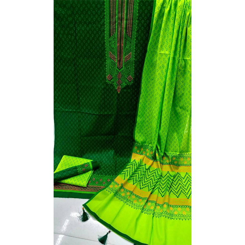 Picture of Exclusive Cotton Unstitched Block Print High Quality Three Piece dress For Women classy closet - Multicolor