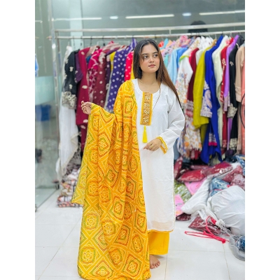 Picture of Stitched Sequence Multi Color Lais And Print Work Three Piece For Women( Four Piece)