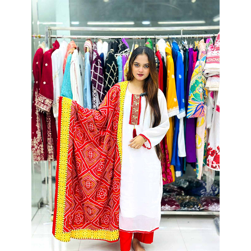 Picture of Stitched Sequence Multi Color Lais And Print Work Three Piece For Women( Four Piece)