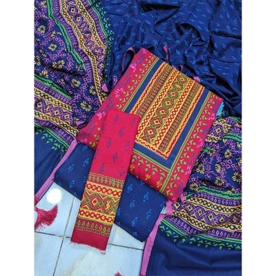 Picture of Exclusive Cotton Unstitched Block Print High Quality Three Piece dress For Women classy closet - Multicolor