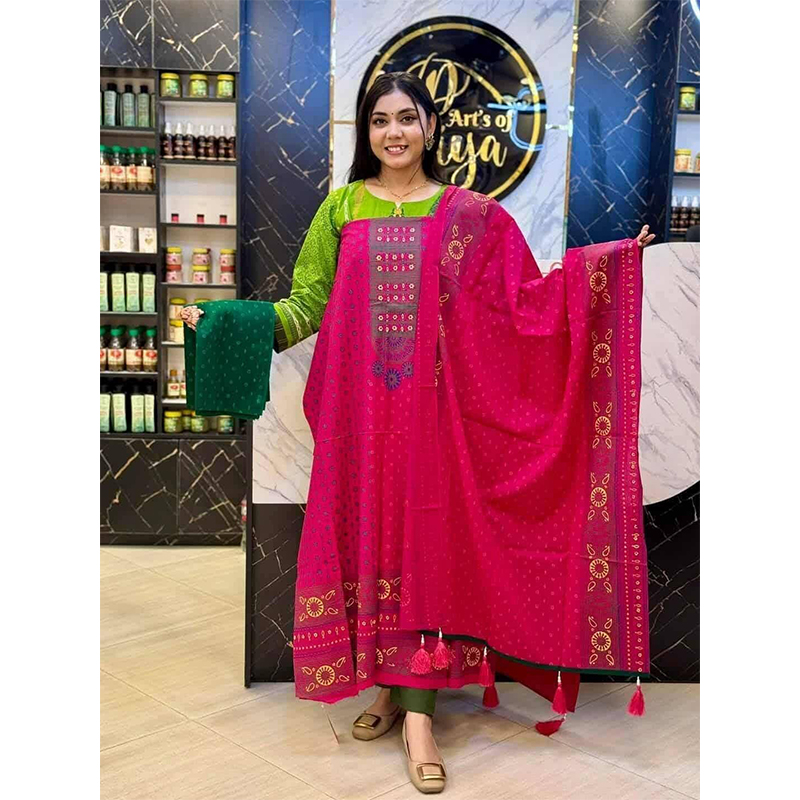 Picture of Exclusive Cotton Unstitched Block Print High Quality Three Piece dress For Women classy closet - Multicolor