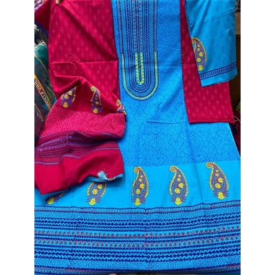 Picture of Exclusive Cotton Unstitched Block Print High Quality Three Piece dress For Women classy closet - Multicolor