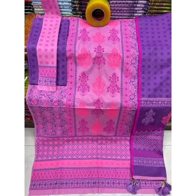 Picture of Exclusive Cotton Unstitched Block Print High Quality Three Piece dress For Women classy closet - Multicolor