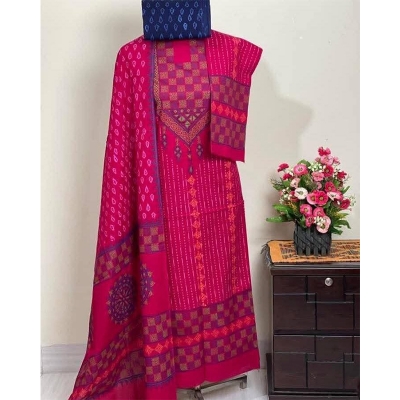 Picture of Exclusive Cotton Unstitched Block Print High Quality Three Piece dress For Women classy closet - Multicolor