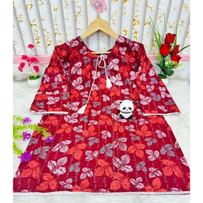 Picture of Cotton 1 Piece Kurti Kameez Dress for Women Trendy Stylish Comfortable Daily Wear Fabric
