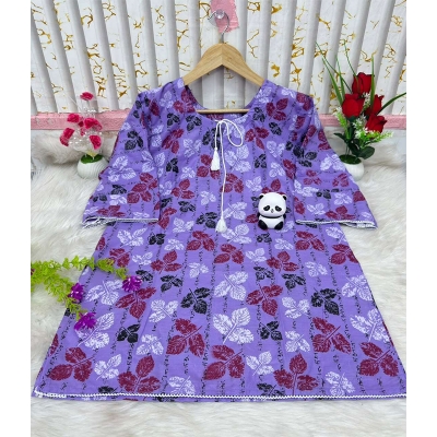 Picture of Cotton 1 Piece Kurti Kameez Dress for Women Trendy Stylish Comfortable Daily Wear Fabric