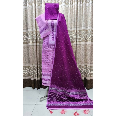 Picture of Exclusive Cotton Unstitched Block Print High Quality Three Piece dress For Women classy closet - Multicolor