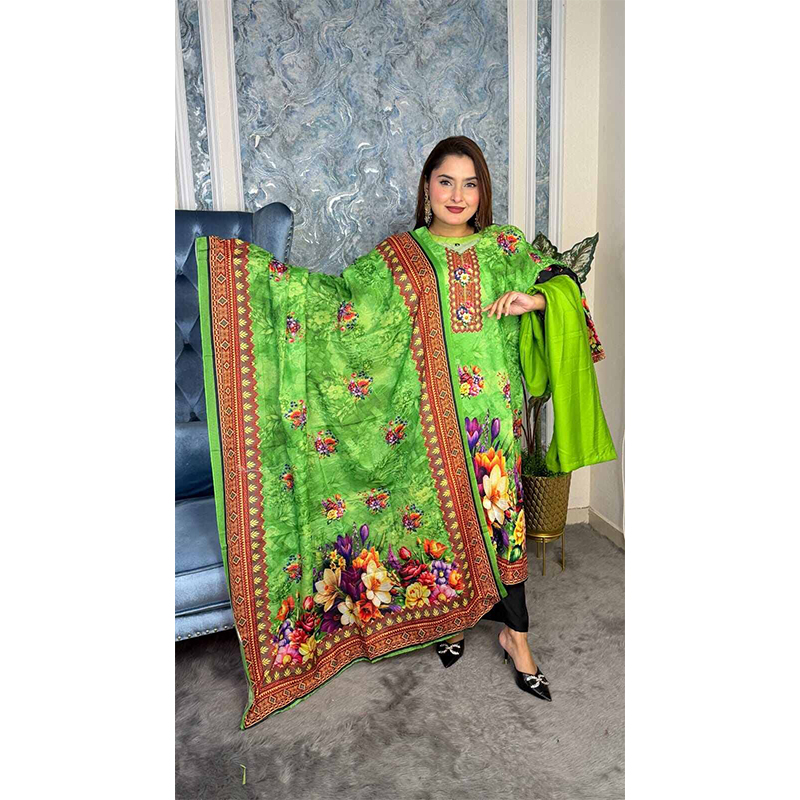 Picture of Pakistani inspired latest design digital print ready three piece collection