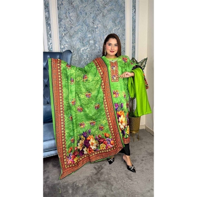 Picture of Pakistani inspired latest design digital print ready three piece collection