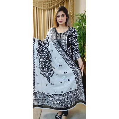 Picture of Afsan Artistry - Latest Collection Afsan Screen Print Cotton Three Piece Salwar Kameez - Perfect Casual Wear