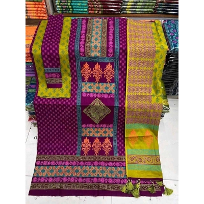 Picture of Exclusive Cotton Unstitched Block Print High Quality Three Piece dress For Women