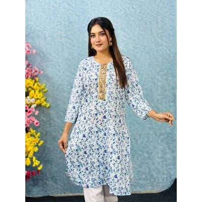 Picture of Readymade Cotton Stitched Fashionable Long Salwar kameez For Stylish women Girls -2 pice classy closet