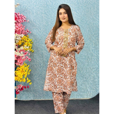 Picture of Readymade Cotton Stitched Fashionable Long Salwar kameez For Stylish women Girls -2 pice classy closet