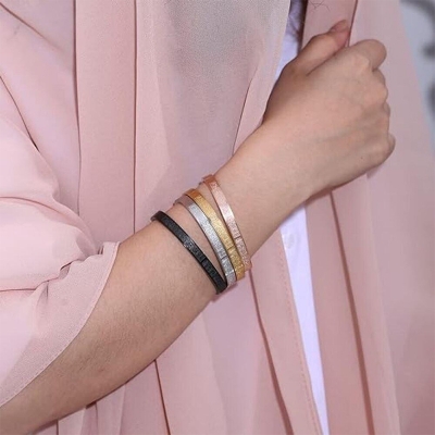 Picture of Stainless Steel Islamic Cuff Bracelet Bracelet Fine Jewelry Ayatul Kursi Colour (Gold,Black,Silver,Rose Gold) classy closet