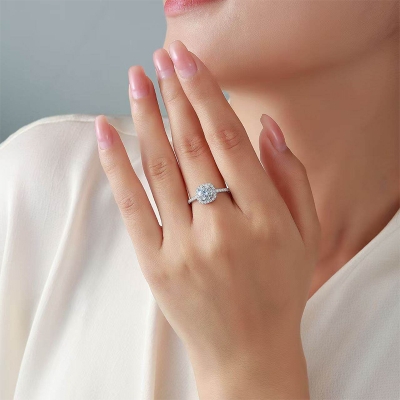Picture of 【Latest Style】 Moissanite Engagement Finger Rings Inlaid Open Ring For Women Promise Wedding Adjustable Rings Fine Jewelry Qoddess - Multicolor (Adjustable)
