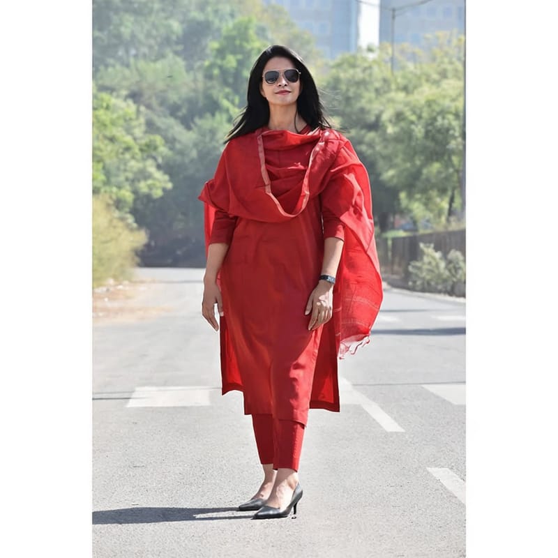 Picture of Readymade Three Pieces Les Work Linen Stitched Kurti Shalwar Kameez For Stylish Women - Perfect for Casual and Party Attire Shalwar Kameez