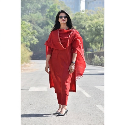Picture of Readymade Three Pieces Les Work Linen Stitched Kurti Shalwar Kameez For Stylish Women - Perfect for Casual and Party Attire Shalwar Kameez
