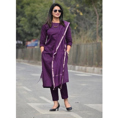 Picture of Readymade Three Pieces Les Work Linen Stitched Kurti Shalwar Kameez For Stylish Women - Perfect for Casual and Party Attire Shalwar Kameez