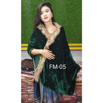Picture of Indian New Velvet Shawls With Stone Work Fabric For Women in Winter