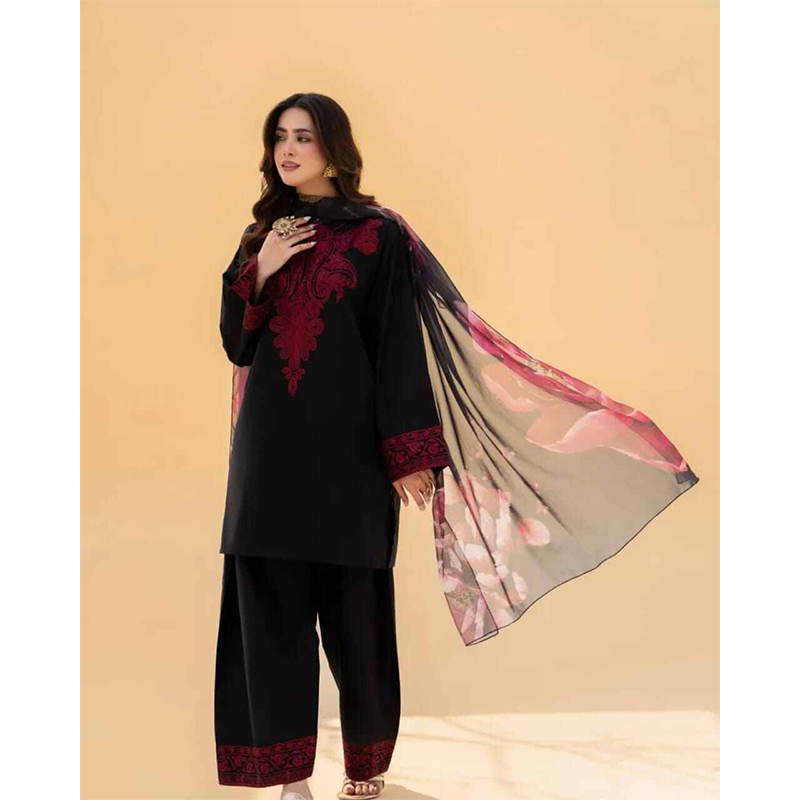 Picture of MAHE NOOR EMBROIDERED 3PC - Black