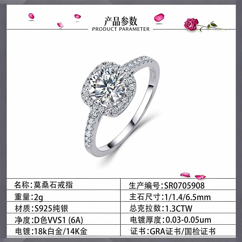 Picture of 【Latest Style】 Moissanite Engagement Finger Rings Inlaid Open Ring For Women Promise Wedding Adjustable Rings Fine Jewelry Qoddess - Multicolor (Adjustable)