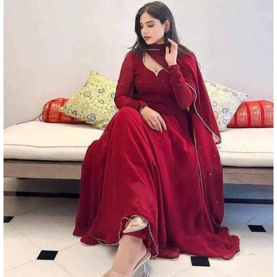 Picture of Linen 3 Piece Kurti Kameez Dress for Women and Girls Trendy Stylish Comfortable Daily Wear Fabric