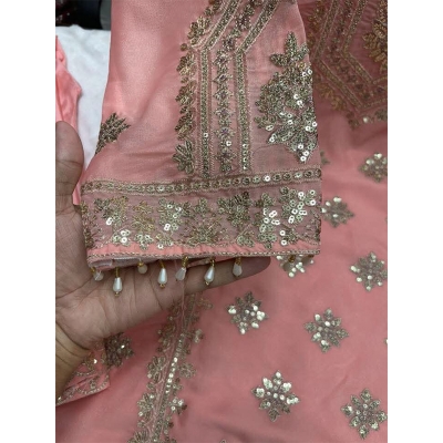 Picture of New EID Collection Sequence Readymade stylish Georgette - ORGANZA Three - Piece - Dusty Pink