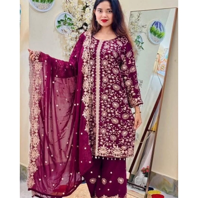 Picture of New EID Collection Sequence Readymade stylish Georgette - ORGANZA Three - Piece