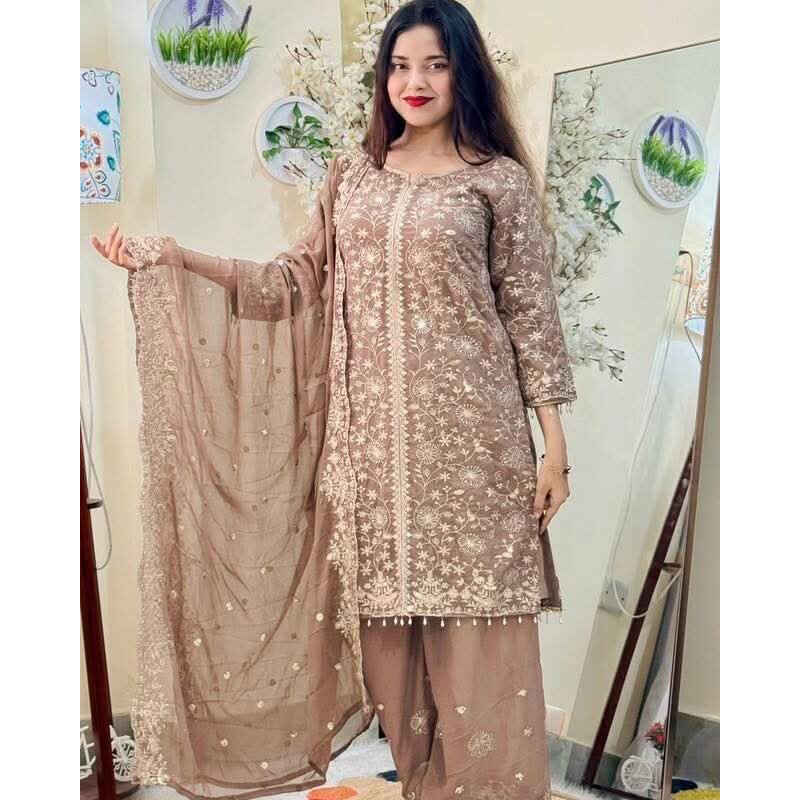 Picture of New EID Collection Sequence Readymade stylish Georgette - ORGANZA Three - Piece