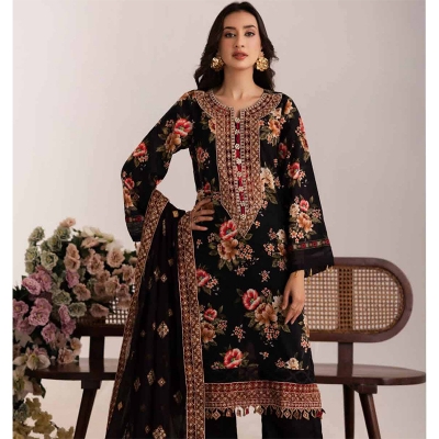 Picture of LUXURY EMBROIDED COLLECTION WITH  EMBROIDED CHIFFON DUPPATTA - Black