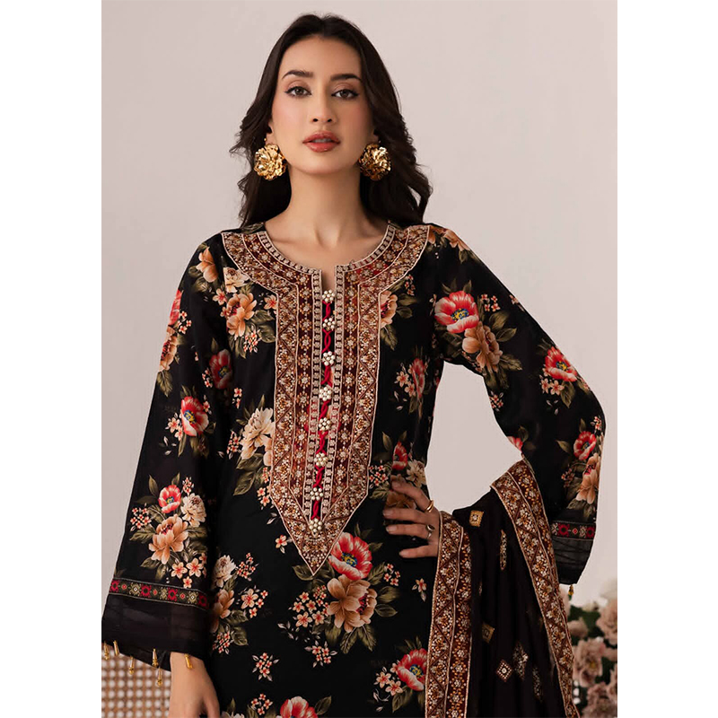 Picture of LUXURY EMBROIDED COLLECTION WITH  EMBROIDED CHIFFON DUPPATTA - Black