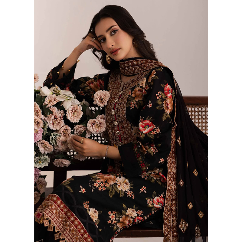 Picture of LUXURY EMBROIDED COLLECTION WITH  EMBROIDED CHIFFON DUPPATTA - Black