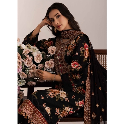 Picture of LUXURY EMBROIDED COLLECTION WITH  EMBROIDED CHIFFON DUPPATTA - Black