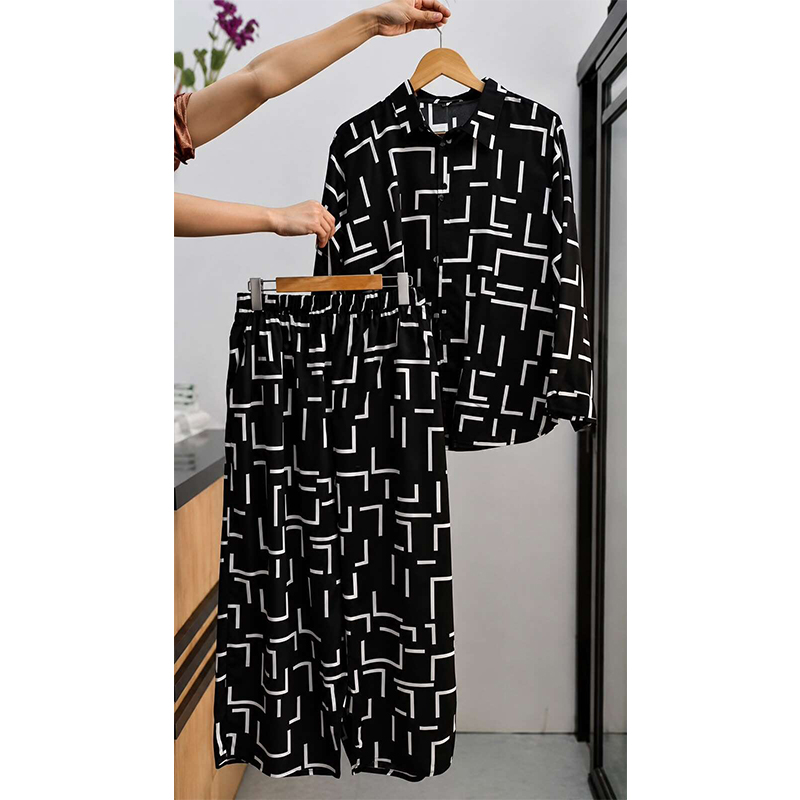 Picture of Western Fashion Stylish Pants Tops Coordinate Set Cherry Georgette Ladies Dress Girls Trendy Clothing