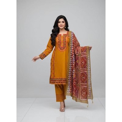 Picture of New EID Collection Readymade Rayon Cotton Three Piece Embroidery Work