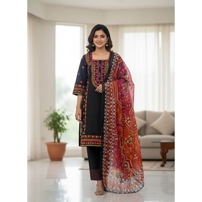 Picture of New EID Collection Readymade Rayon Cotton Three Piece Embroidery Work