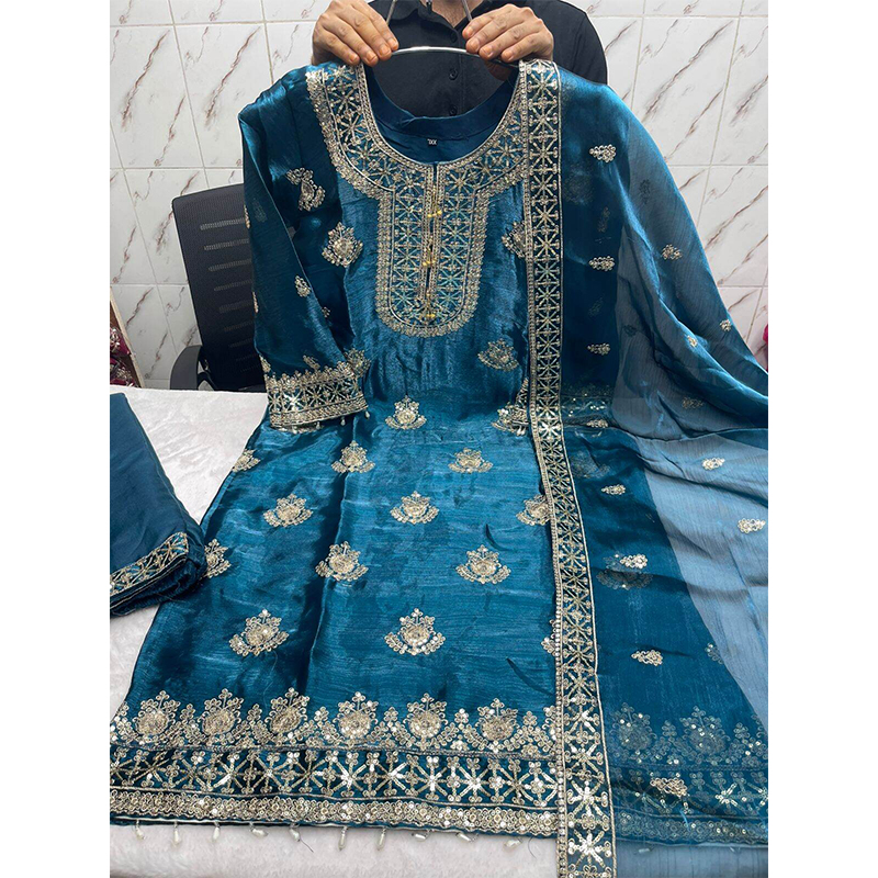 Picture of New EID Collection Sequence Readymade stylish Georgette Three - Piece