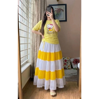 Picture of Fashionable Design Tops and Skirts Two Piece for Women & Girls