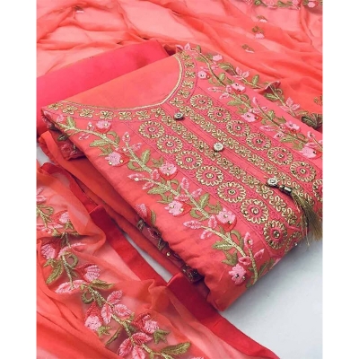 Picture of New Stylish Latest Indian Designed High Quality Semi-stitched Georgette Embroidery Work Designer Anarkali Party Wear Suits For Women/Eid Collection