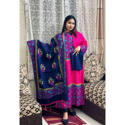 Picture of Ferdous Lawn Soft Cotton Three Piece For Women Salwar Kameez - 3 Pice Dress - Multicolor (Un-stitched)