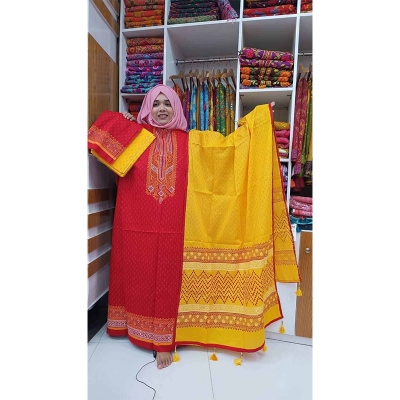 Picture of Ferdous Lawn Soft Cotton Three Piece For Women Salwar Kameez - 3 Pice Dress - Multicolor (Un-stitched)