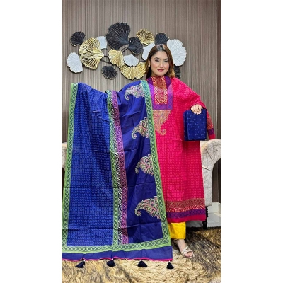 Picture of Ferdous Lawn Soft Cotton Three Piece For Women Salwar Kameez - 3 Pice Dress - Multicolor (Un-stitched)